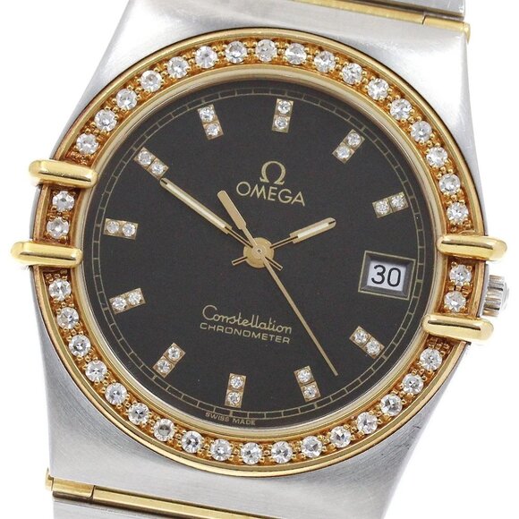 OMEGA Constellation Diamond bezel full bar black Dial Quartz Men's Watch_895084 - Picture 5 of 6